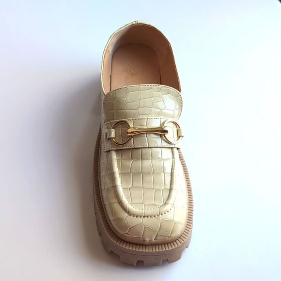 UO cream Lugged Croc Print Modern Chic Glam Hip Platform Loafer sz 8 - Picture 7 of 12